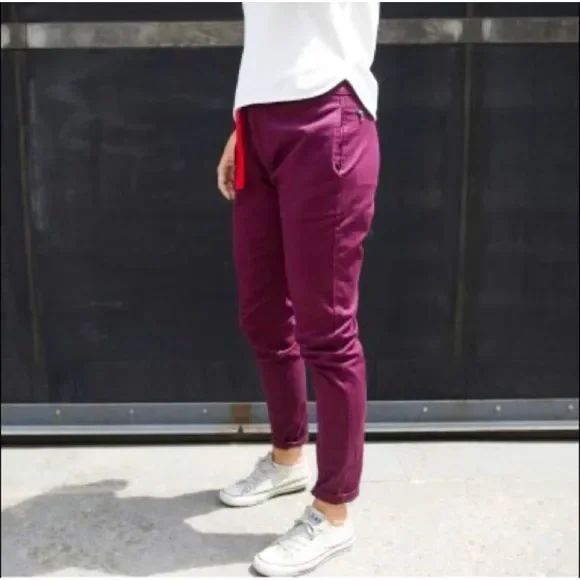 Topo Designs Womens Climb Pants Size L Organic Cotton Outdoor Hiking NWT Burgund - Picture 2 of 15
